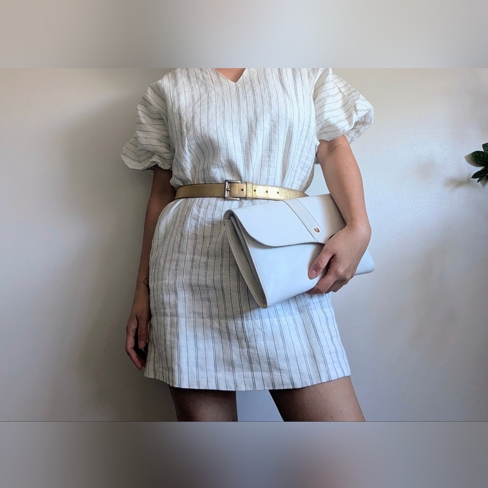 Emanuel Ungaro White Leather Clutch with Gold Accent - Picture 11 of 11